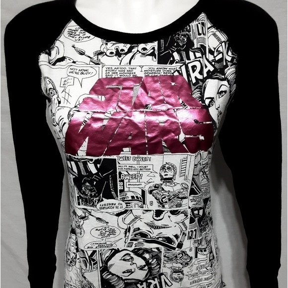 Star Wars Graphic Comic Strip Long Sleeve Tunic Top Small Loungewear Geek Chic - Picture 3 of 5